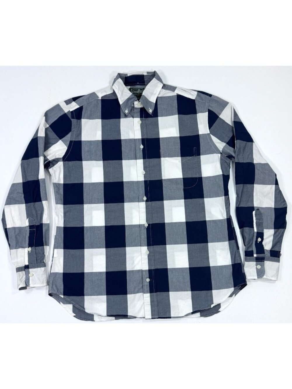 Gitman Bros Vintage Mens Button Down Shirt Made In USA Size Large Blue Plaid